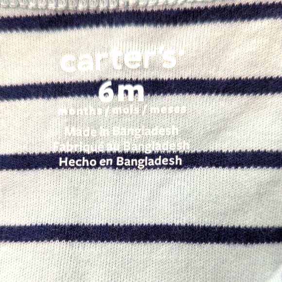 Carter's (Size 6 Months) One Piece Footed Blue Striped Lion Sleepers/Pyjamas - Picture 6 of 12
